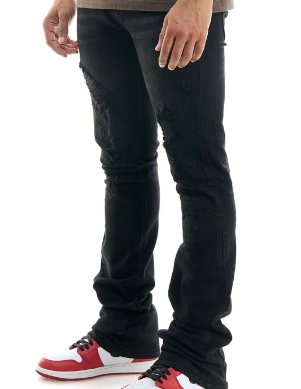 MEN BLACK DISTRESSED JEANS