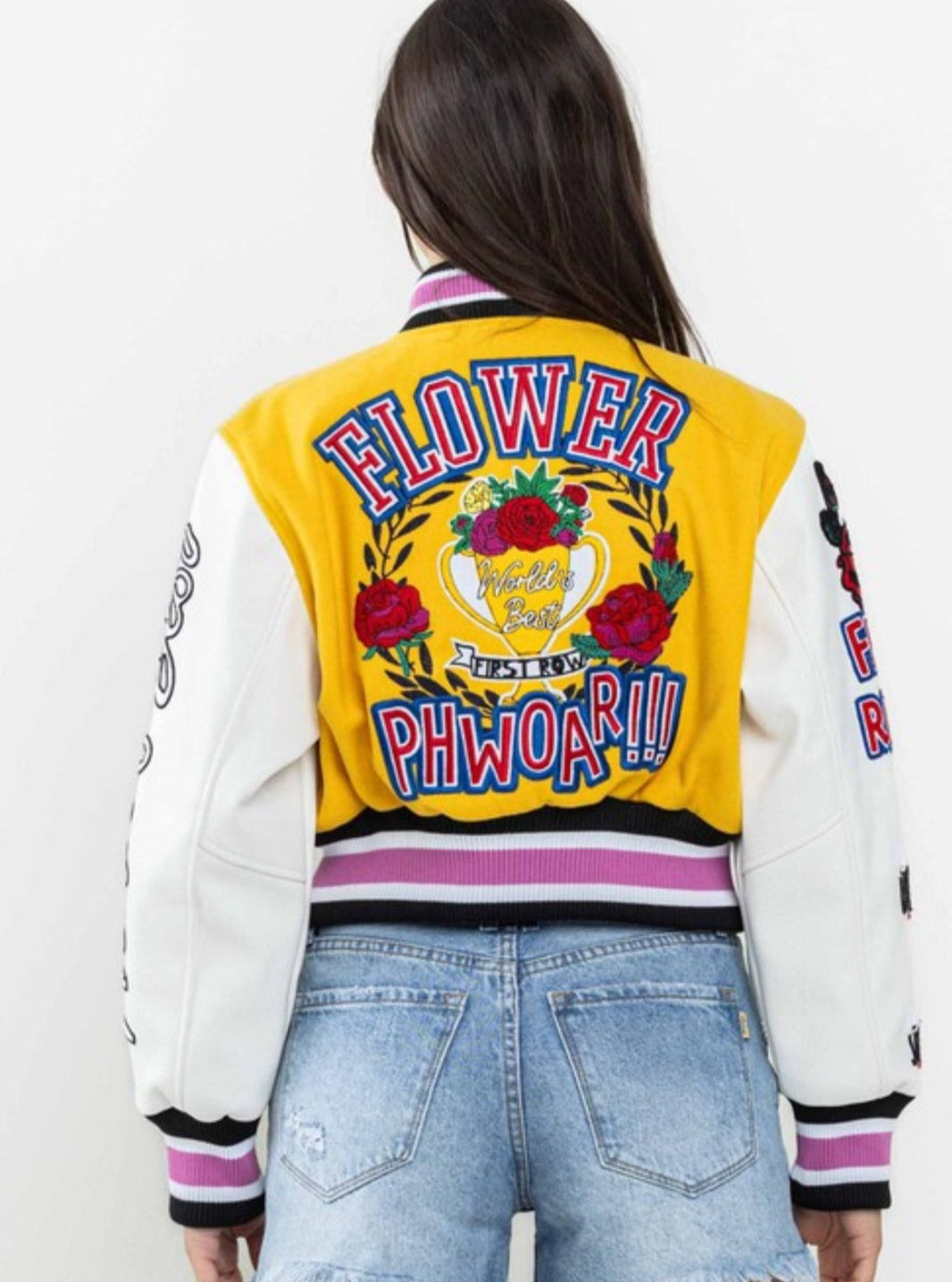 WOMEN- The "FLOWER POWER" VarsIty Jacket