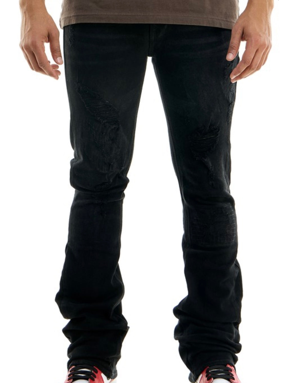 MEN BLACK DISTRESSED JEANS