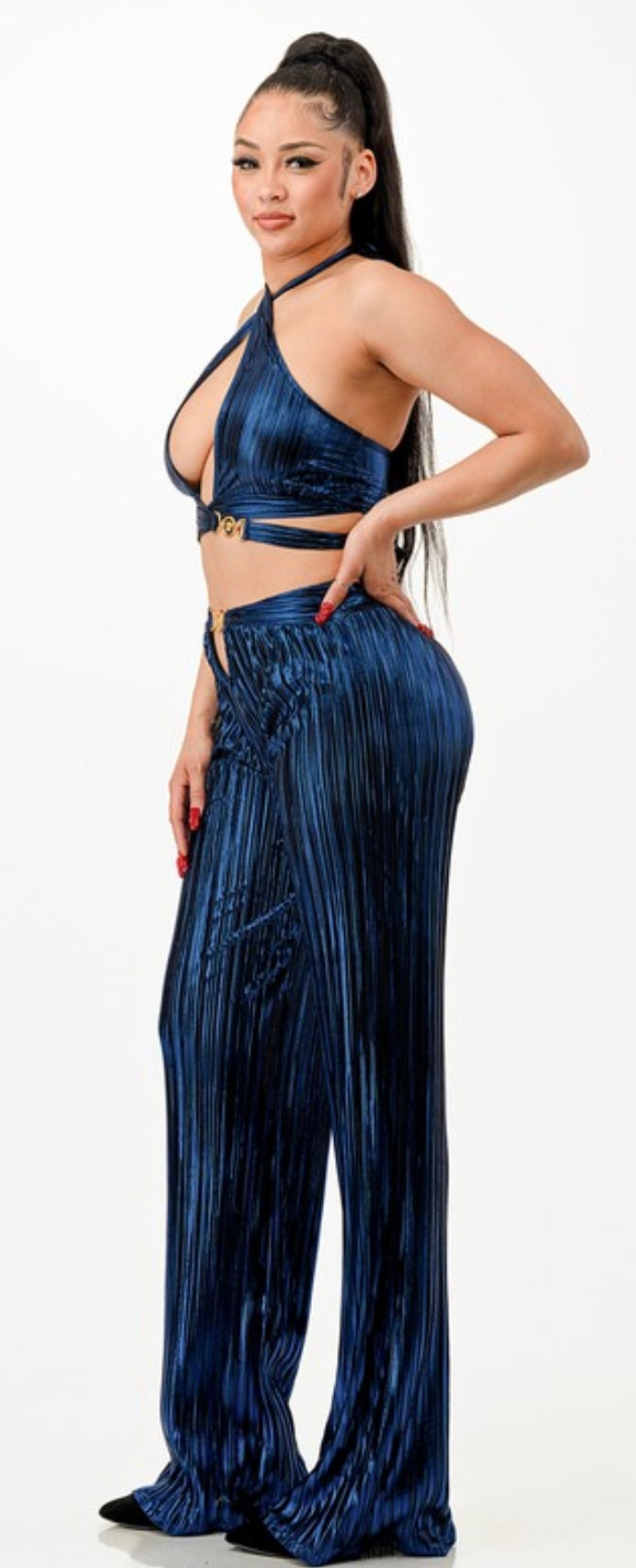 “PUT IT ON THE FLOOR” 2 piece set available in MIDNIGHT BLUE /GOLD or FUCHSIA/ GOLD METALLIC